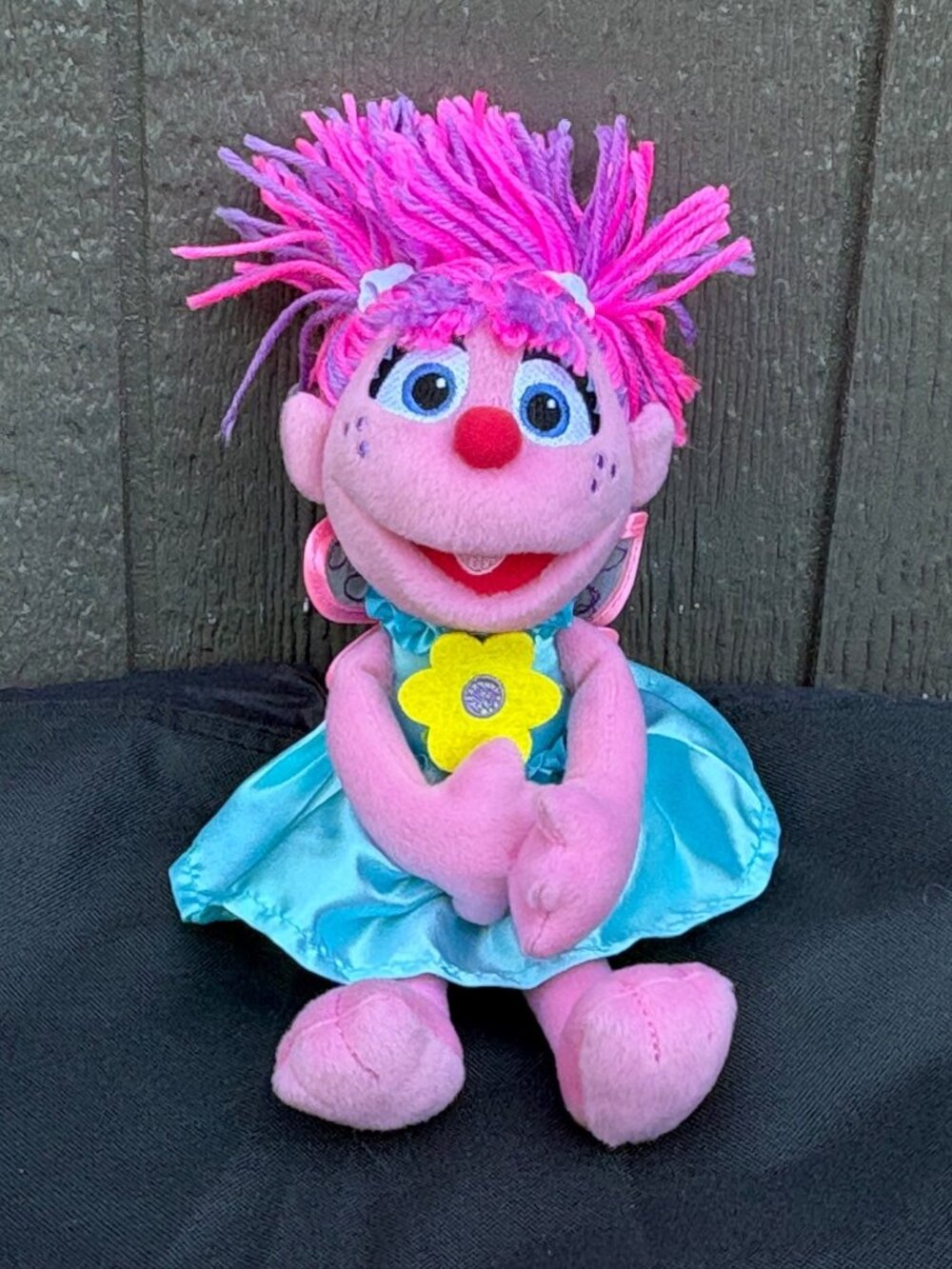 Gund Sesame Street Abby Cadabby Plush Doll Blue Dress & Pink Hair 11" Toy 2016